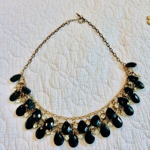 Elegant Black and Gold Teardrop Necklace